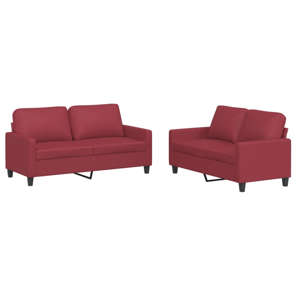 2-delige Loungeset met kussens kunstleer wijnrood is nu te koop bij PeponiXL, paradijselijk wonen!