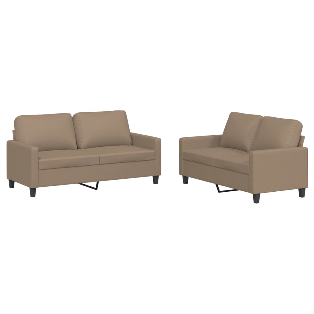 2-delige Loungeset met kussens kunstleer cappuccino is nu te koop bij PeponiXL, paradijselijk wonen!