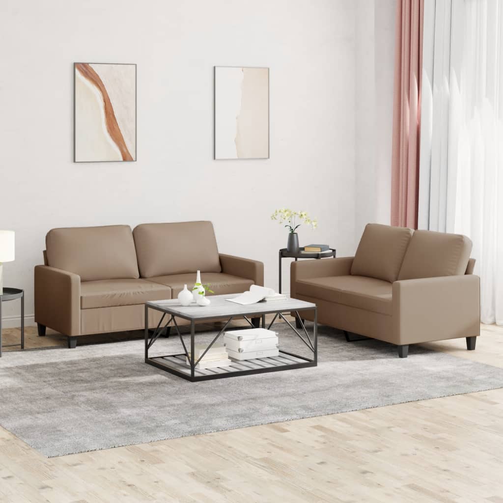 2-delige Loungeset met kussens kunstleer cappuccino is nu te koop bij PeponiXL, paradijselijk wonen!