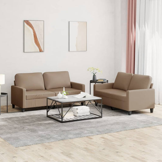 2-delige Loungeset met kussens kunstleer cappuccino is nu te koop bij PeponiXL, paradijselijk wonen!