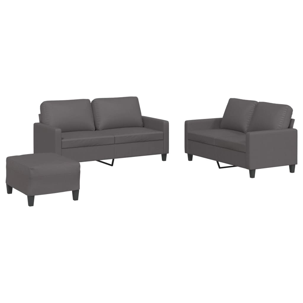 3-delige Loungeset met kussens kunstleer grijs is nu te koop bij PeponiXL, paradijselijk wonen!