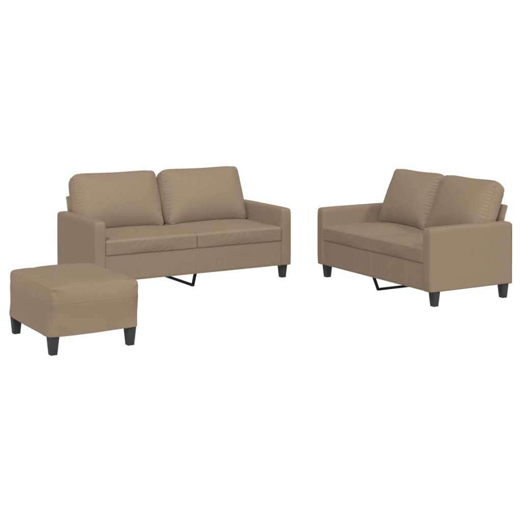 3-delige Loungeset met kussens kunstleer cappuccino is nu te koop bij PeponiXL, paradijselijk wonen!