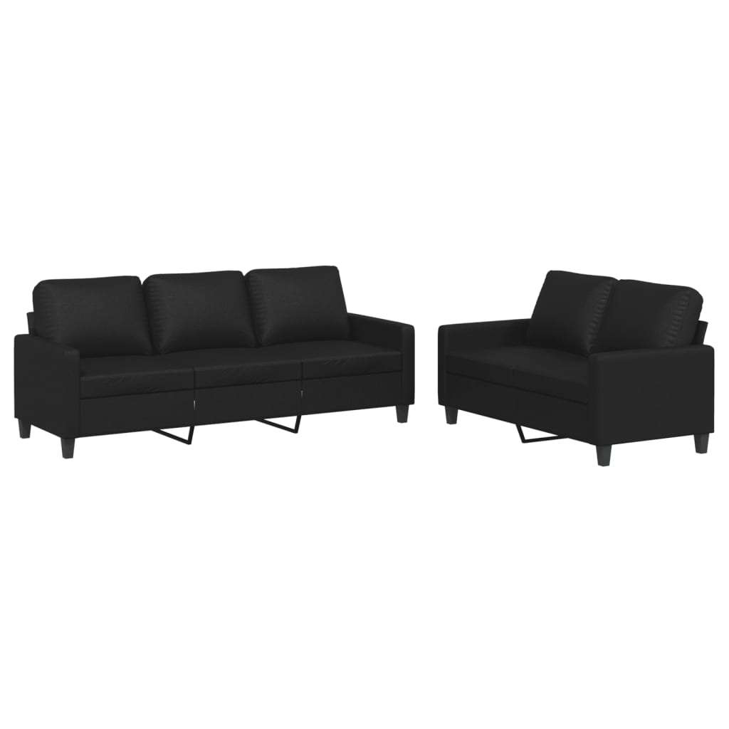 2-delige Loungeset met kussens kunstleer zwart is nu te koop bij PeponiXL, paradijselijk wonen!