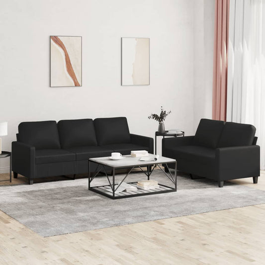 2-delige Loungeset met kussens kunstleer zwart is nu te koop bij PeponiXL, paradijselijk wonen!