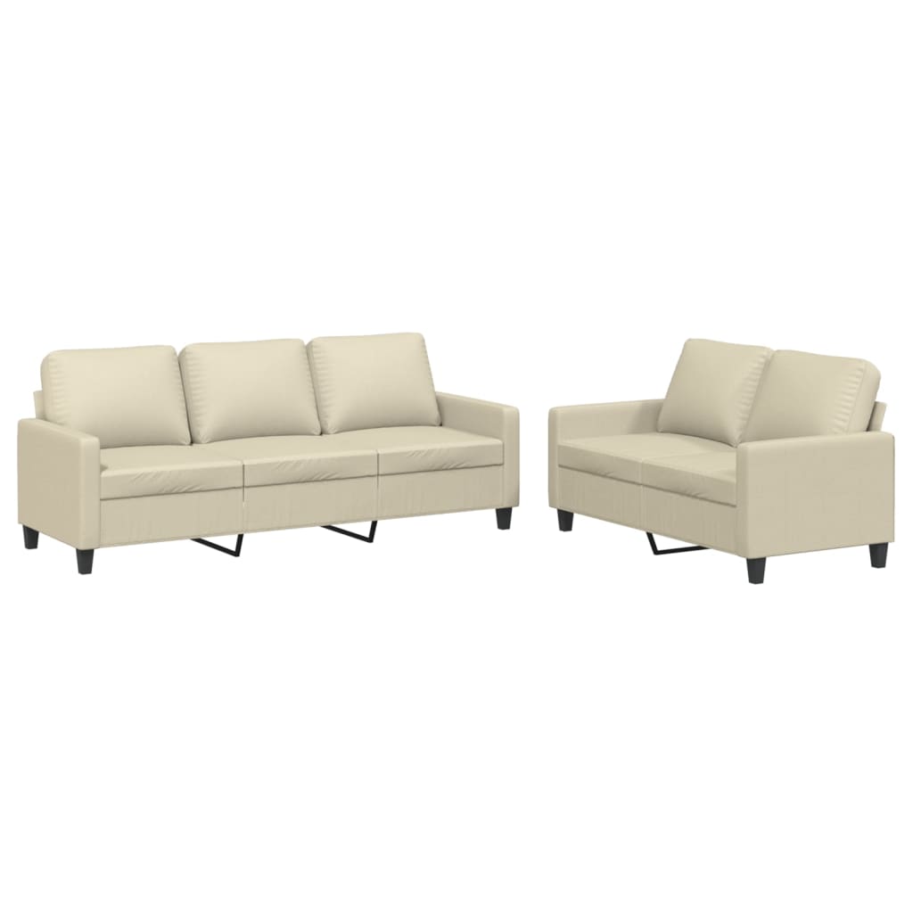 2-delige Loungeset met kussens kunstleer crème is nu te koop bij PeponiXL, paradijselijk wonen!