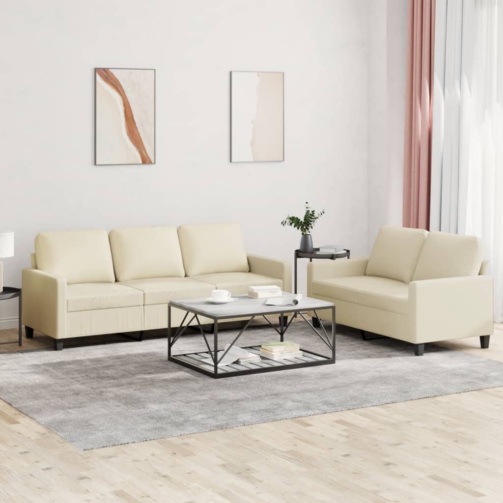 2-delige Loungeset met kussens kunstleer crème is nu te koop bij PeponiXL, paradijselijk wonen!