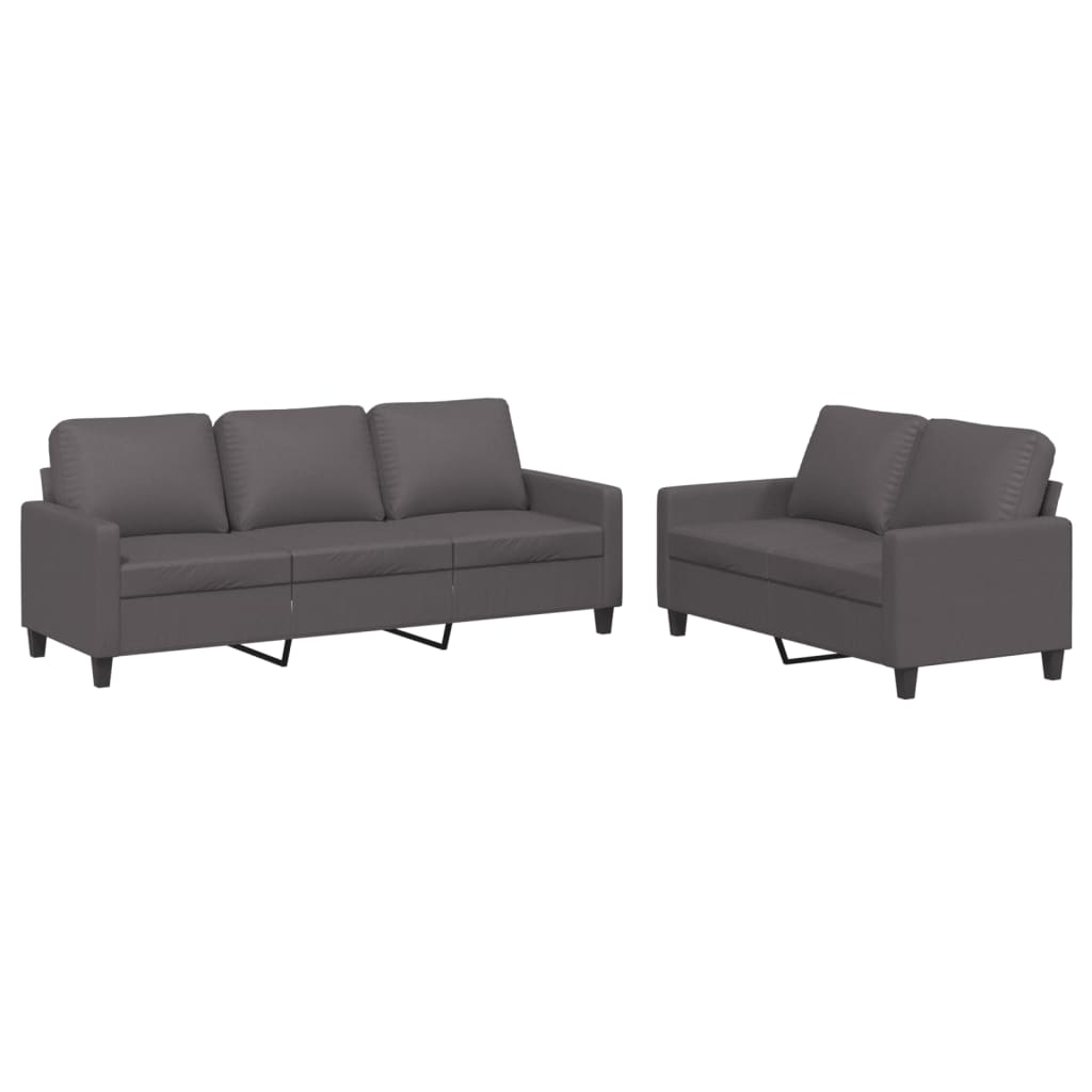2-delige Loungeset met kussens kunstleer grijs is nu te koop bij PeponiXL, paradijselijk wonen!