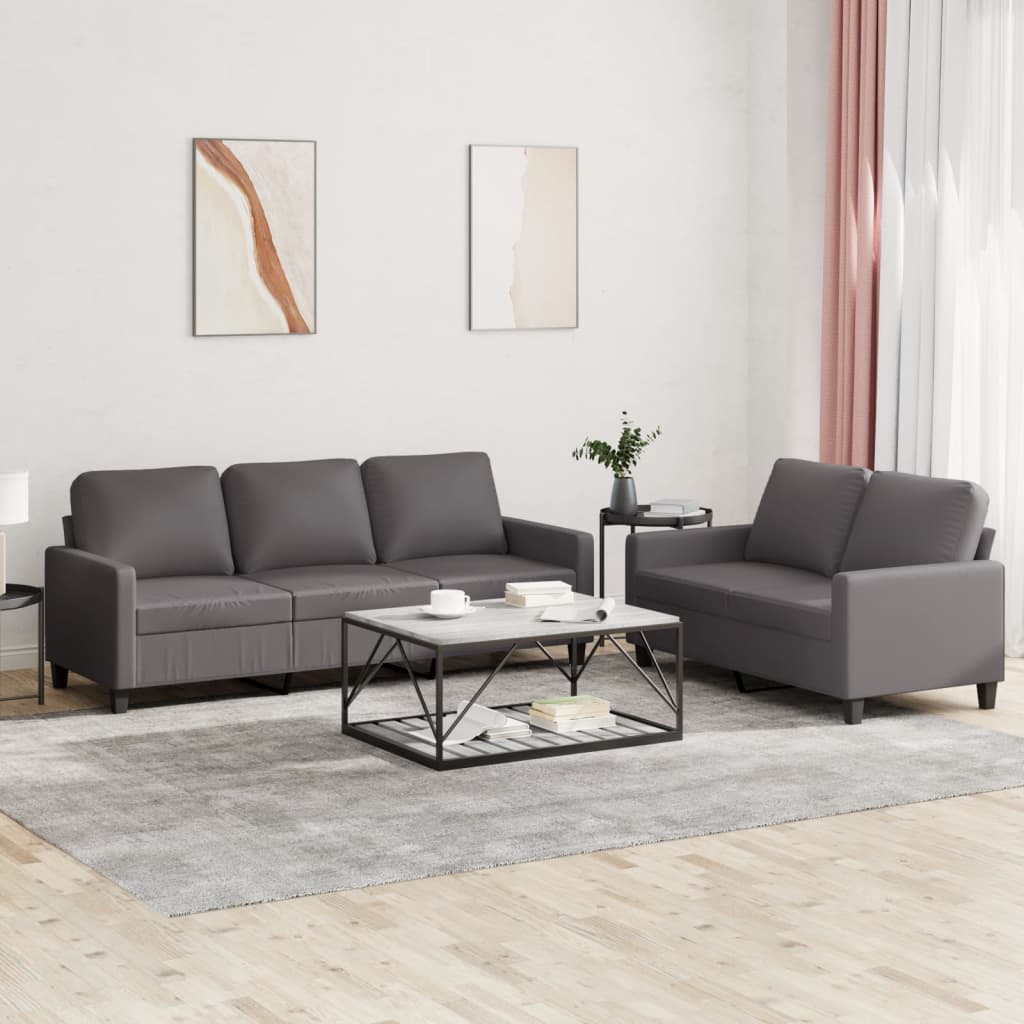2-delige Loungeset met kussens kunstleer grijs is nu te koop bij PeponiXL, paradijselijk wonen!