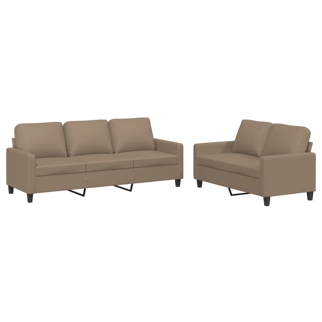 2-delige Loungeset met kussens kunstleer cappuccino is nu te koop bij PeponiXL, paradijselijk wonen!
