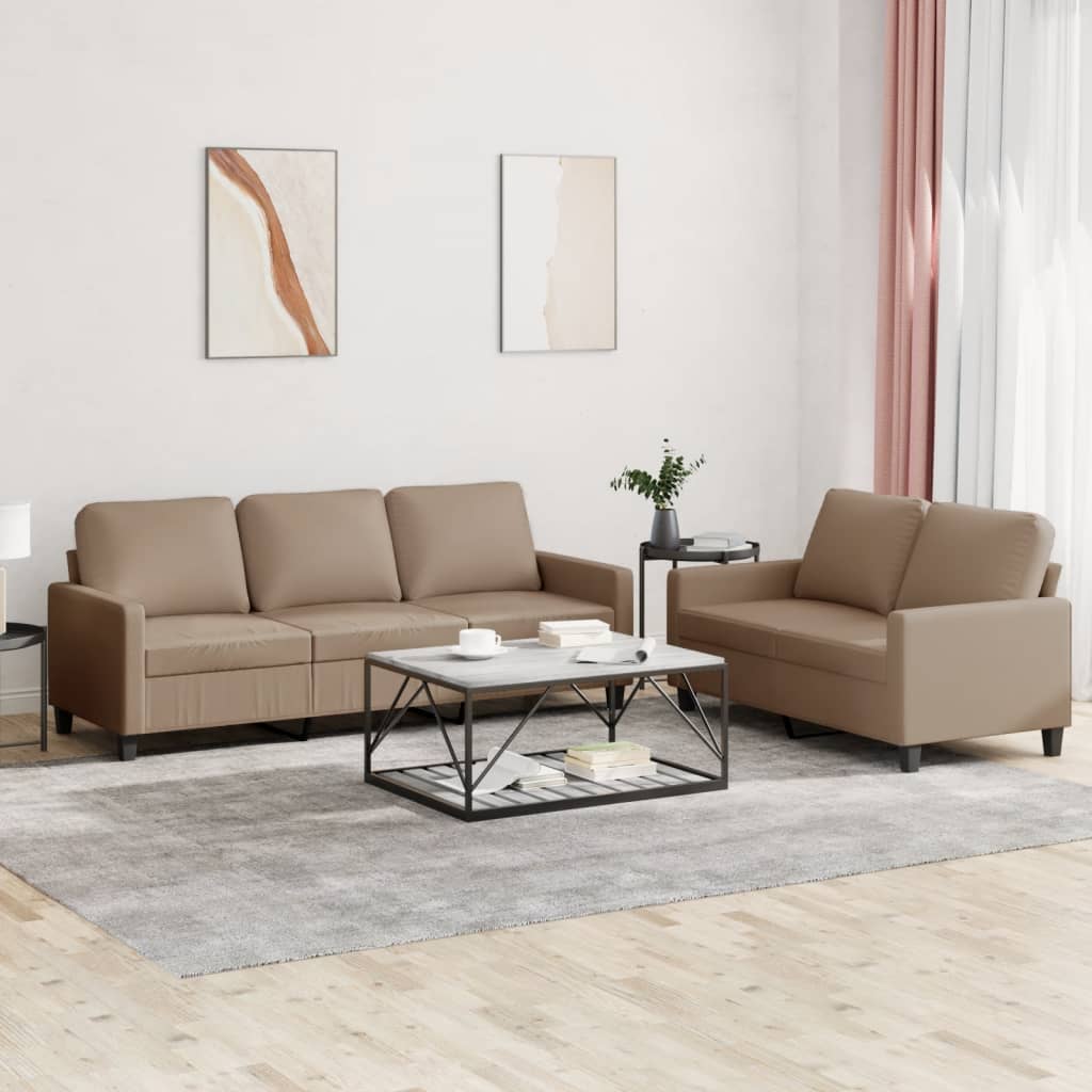 2-delige Loungeset met kussens kunstleer cappuccino is nu te koop bij PeponiXL, paradijselijk wonen!