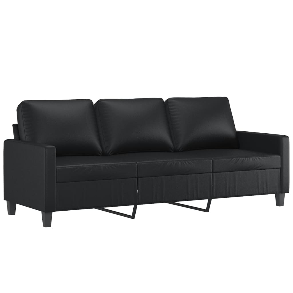 3-delige Loungeset met kussens kunstleer zwart is nu te koop bij PeponiXL, paradijselijk wonen!