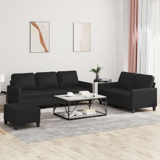 3-delige Loungeset met kussens kunstleer zwart is nu te koop bij PeponiXL, paradijselijk wonen!