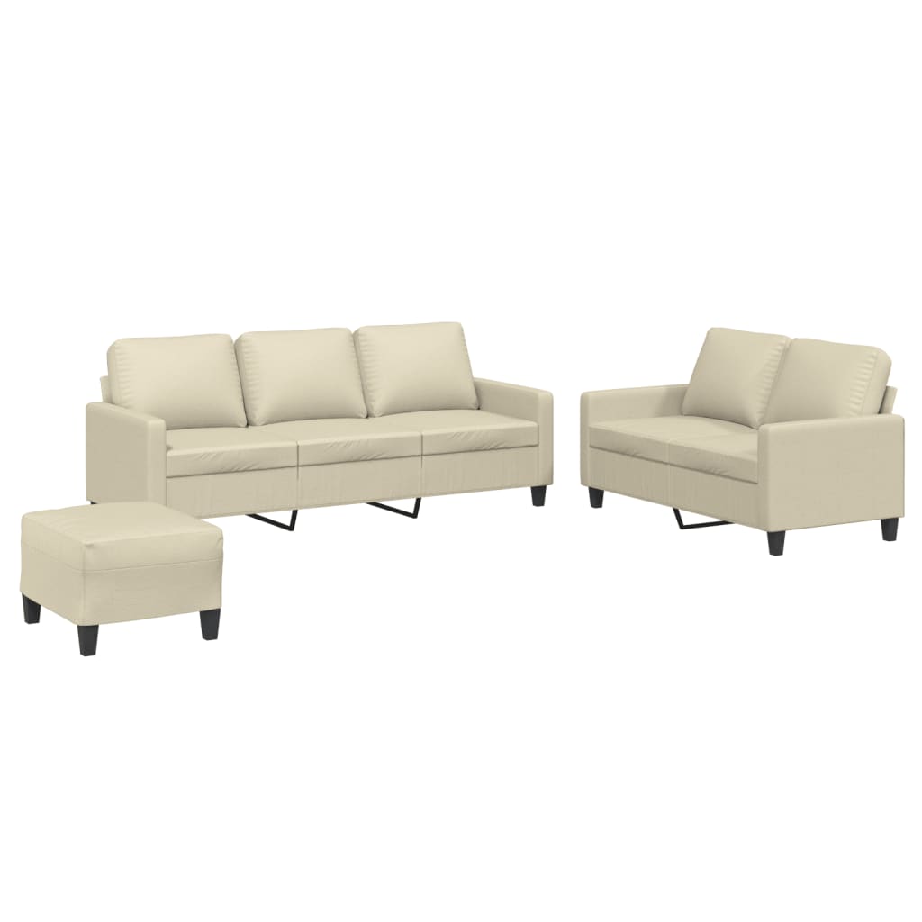 3-delige Loungeset met kussens kunstleer crème is nu te koop bij PeponiXL, paradijselijk wonen!