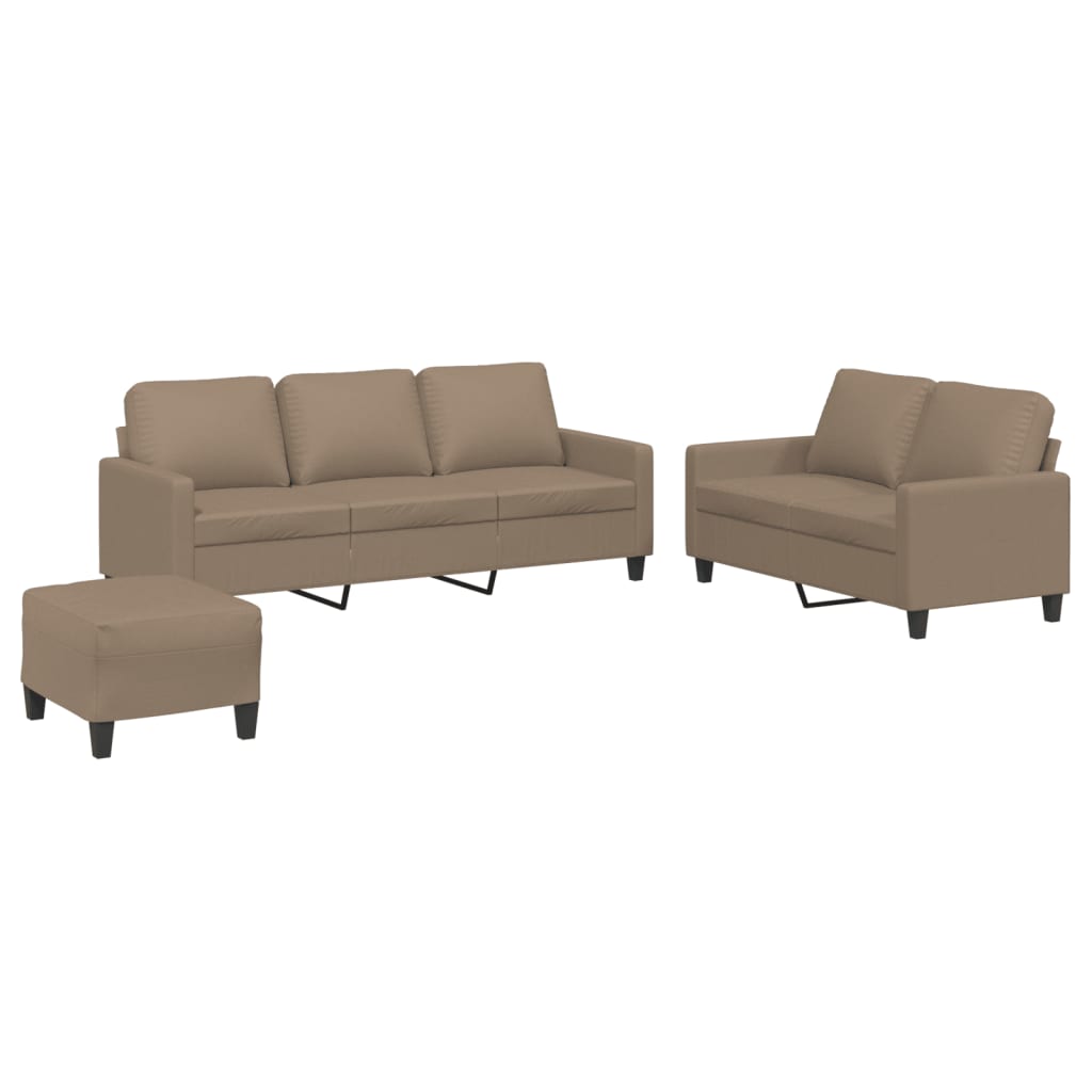 3-delige Loungeset met kussens kunstleer cappuccino is nu te koop bij PeponiXL, paradijselijk wonen!