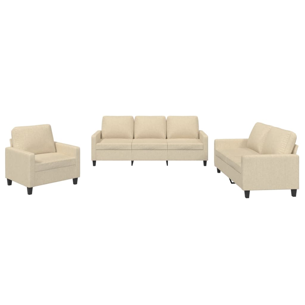 3-delige Loungeset met kussens stof crèmekleurig is nu te koop bij PeponiXL, paradijselijk wonen!