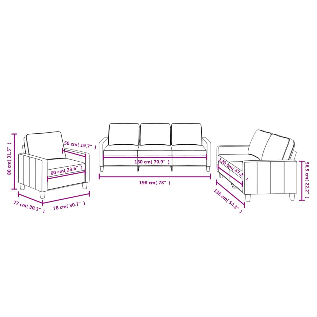 3-delige Loungeset met kussens stof crèmekleurig is nu te koop bij PeponiXL, paradijselijk wonen!