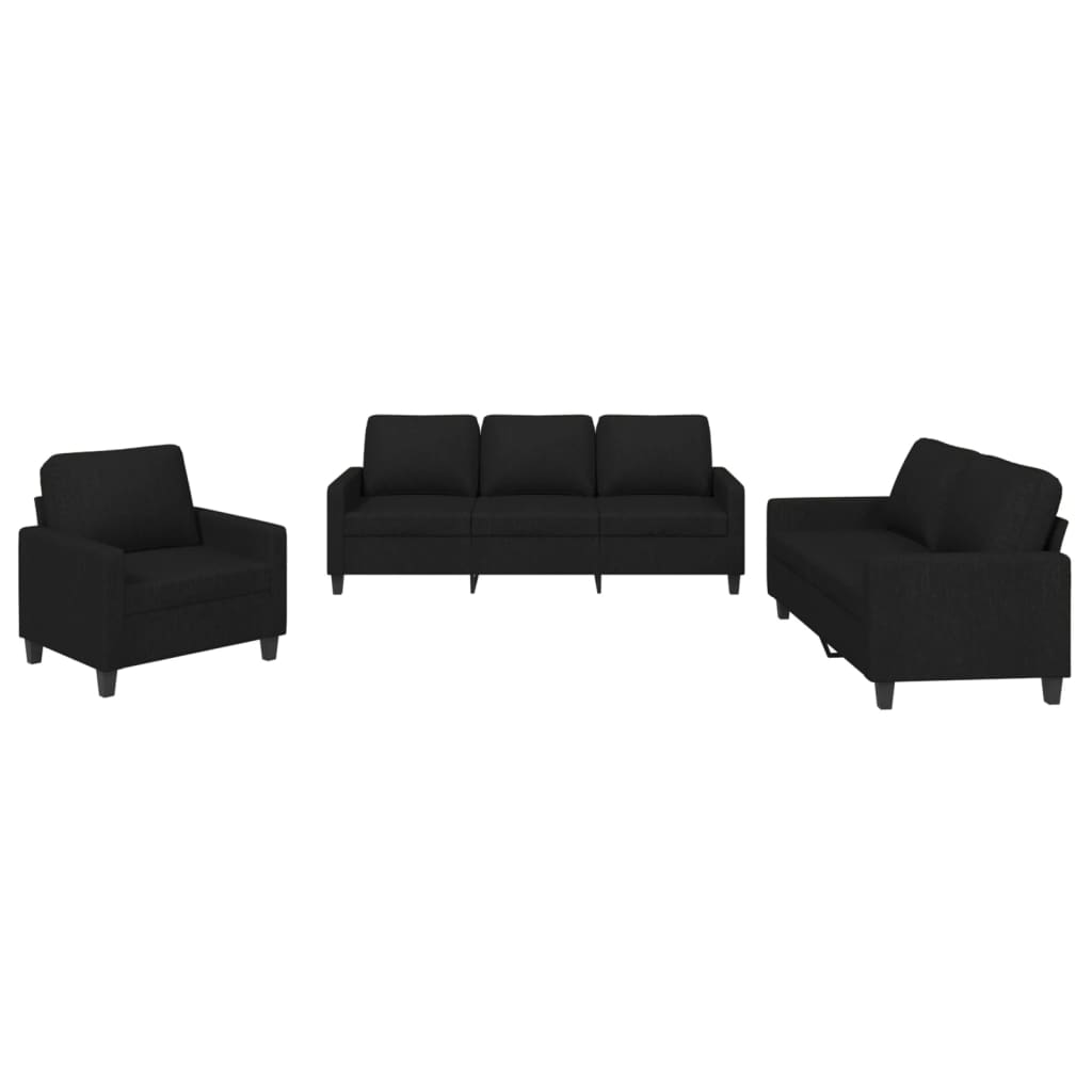 3-delige loungeset met kussens stof zwart is nu te koop bij PeponiXL, paradijselijk wonen!