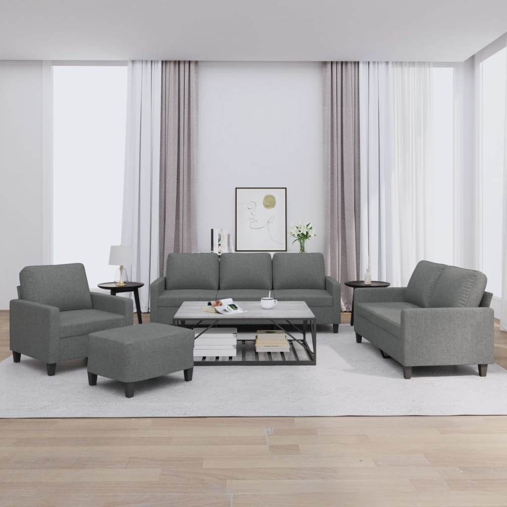 4-delige Loungeset met kussens stof donkergrijs is nu te koop bij PeponiXL, paradijselijk wonen!