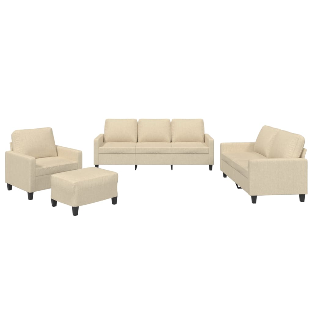 4-delige Loungeset met kussens stof crèmekleurig is nu te koop bij PeponiXL, paradijselijk wonen!