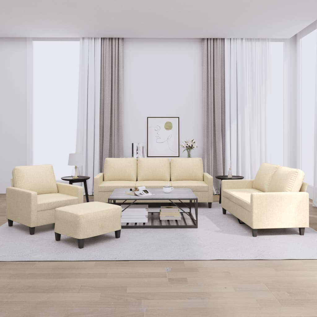 4-delige Loungeset met kussens stof crèmekleurig is nu te koop bij PeponiXL, paradijselijk wonen!