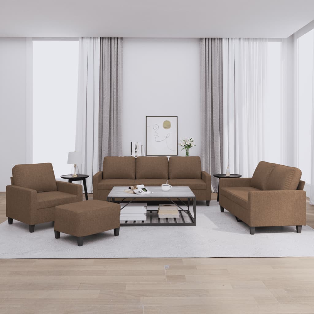 4-delige Loungeset met kussens stof bruin is nu te koop bij PeponiXL, paradijselijk wonen!