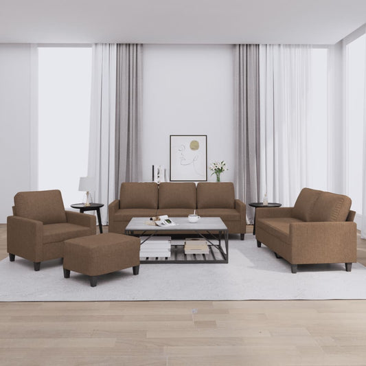 4-delige Loungeset met kussens stof bruin is nu te koop bij PeponiXL, paradijselijk wonen!
