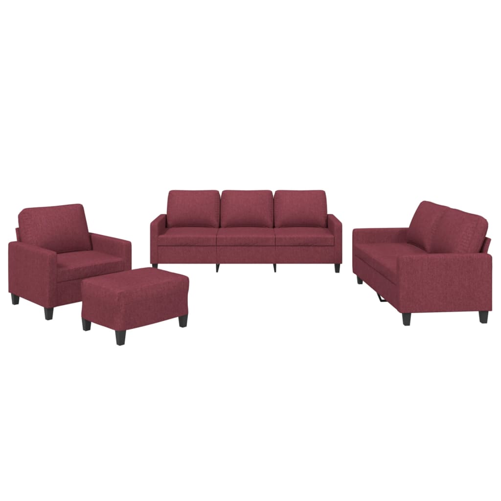 4-delige Loungeset met kussens stof wijnrood is nu te koop bij PeponiXL, paradijselijk wonen!