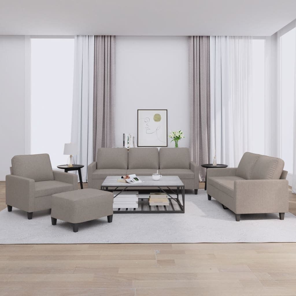 4-delige Loungeset met kussens stof taupe is nu te koop bij PeponiXL, paradijselijk wonen!