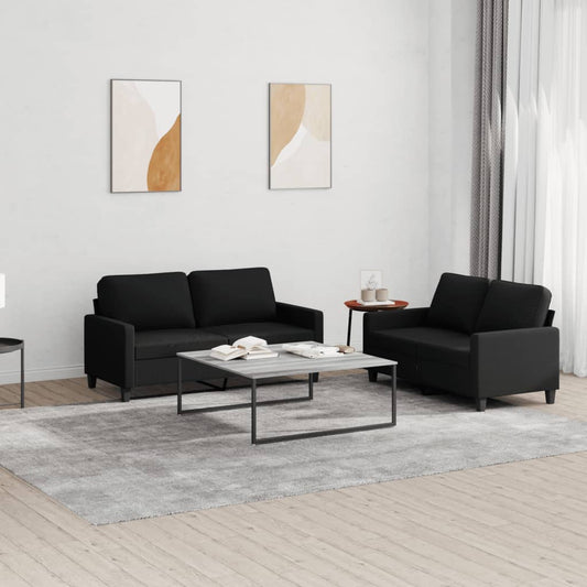 2-delige loungeset met kussens stof zwart is nu te koop bij PeponiXL, paradijselijk wonen!