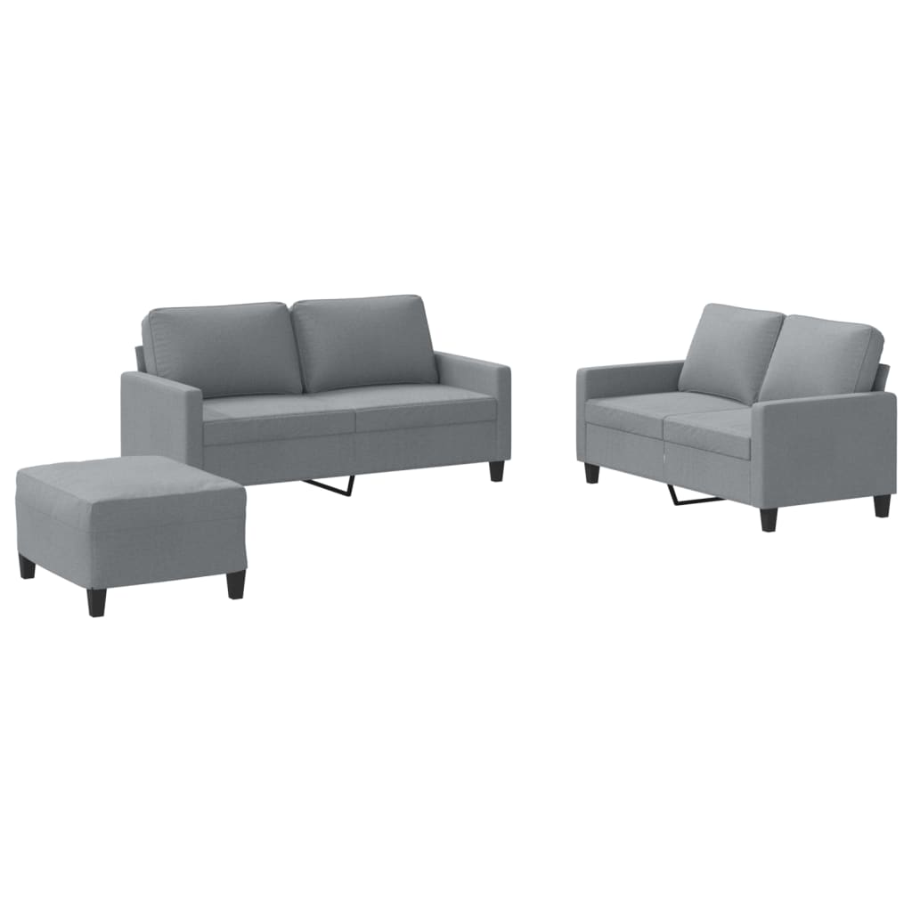 3-delige Loungeset met kussens stof lichtgrijs is nu te koop bij PeponiXL, paradijselijk wonen!