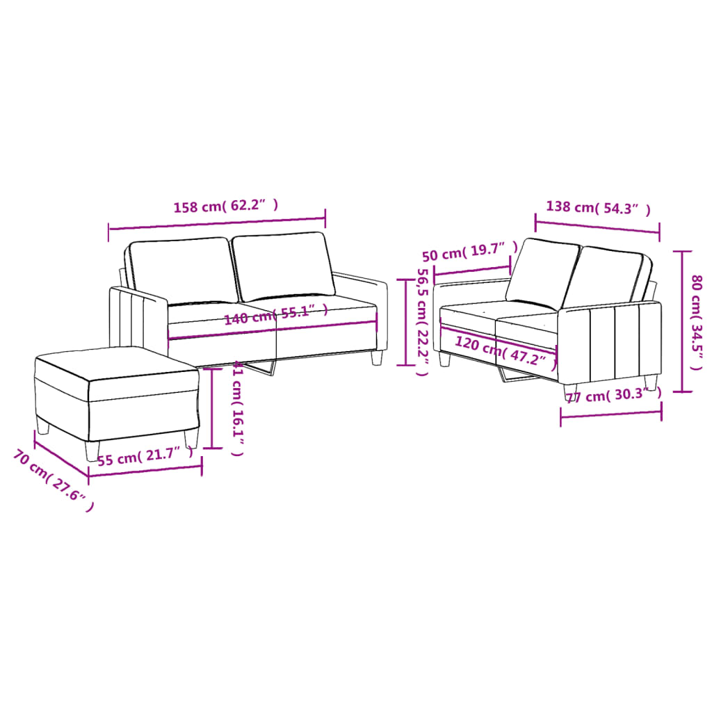 3-delige Loungeset met kussens stof lichtgrijs is nu te koop bij PeponiXL, paradijselijk wonen!