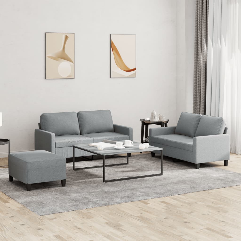 3-delige Loungeset met kussens stof lichtgrijs is nu te koop bij PeponiXL, paradijselijk wonen!