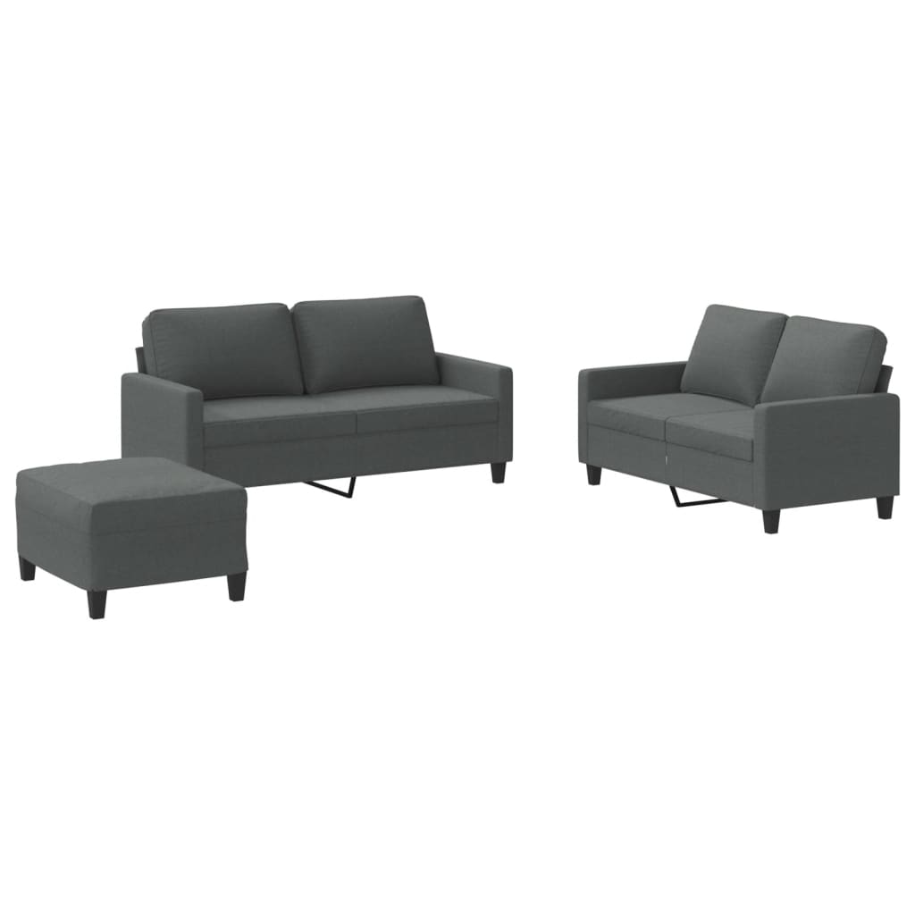 3-delige Loungeset met kussens stof donkergrijs is nu te koop bij PeponiXL, paradijselijk wonen!