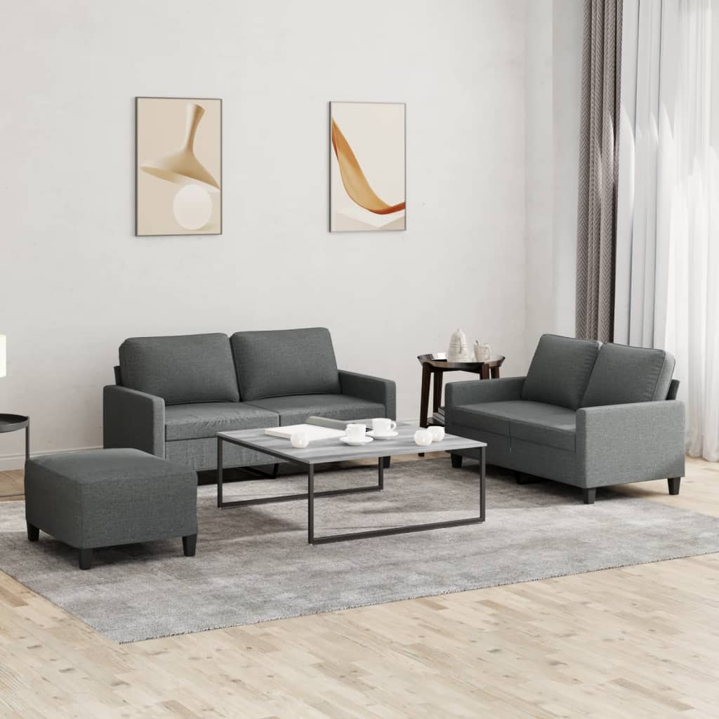 3-delige Loungeset met kussens stof donkergrijs is nu te koop bij PeponiXL, paradijselijk wonen!