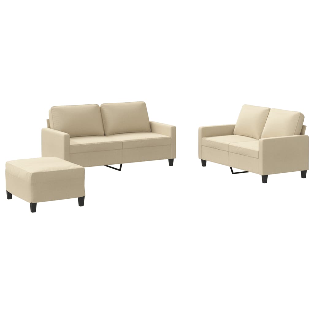 3-delige Loungeset met kussens stof crèmekleurig is nu te koop bij PeponiXL, paradijselijk wonen!