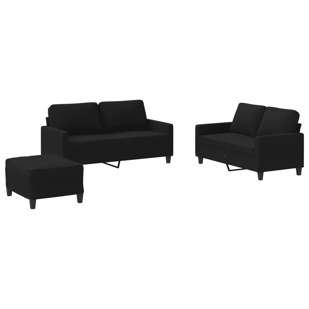 3-delige loungeset met kussens stof zwart is nu te koop bij PeponiXL, paradijselijk wonen!