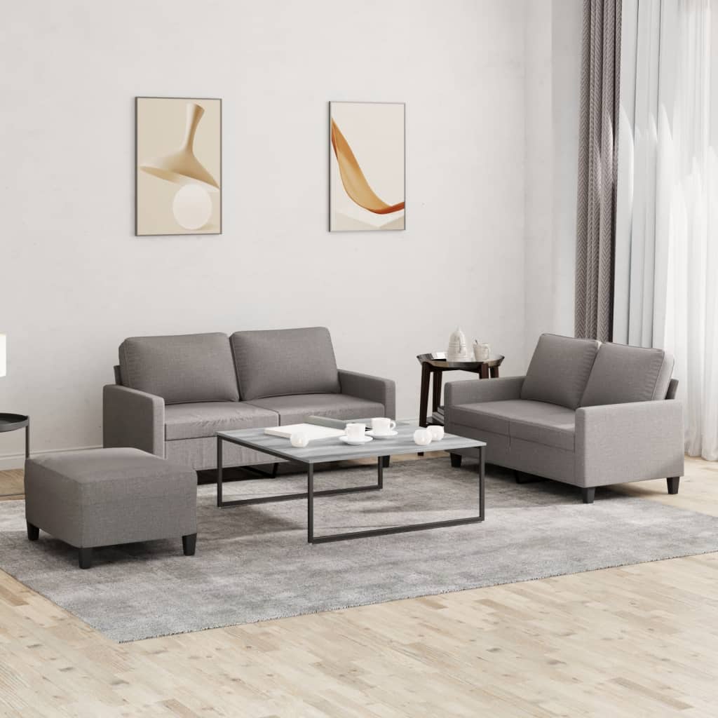 3-delige Loungeset met kussens stof taupe is nu te koop bij PeponiXL, paradijselijk wonen!