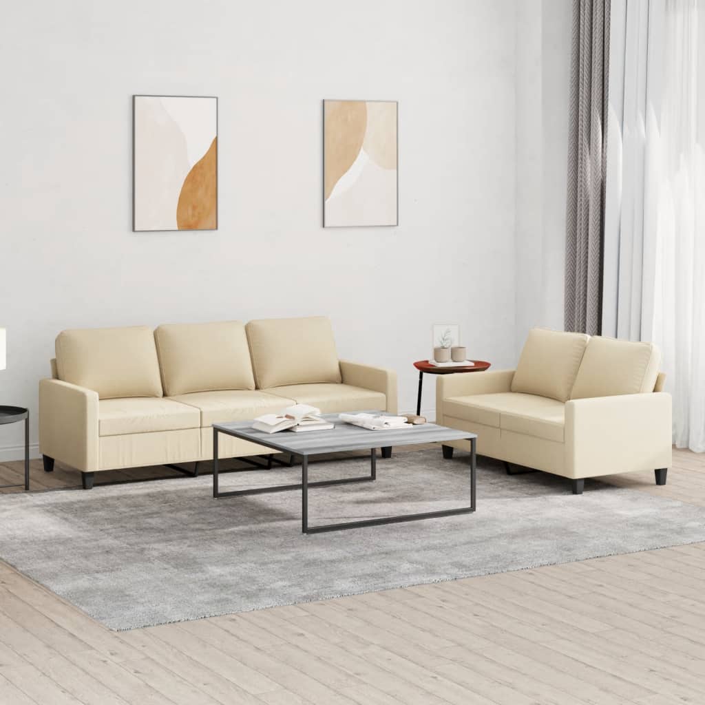 2-delige Loungeset met kussens stof crèmekleurig is nu te koop bij PeponiXL, paradijselijk wonen!