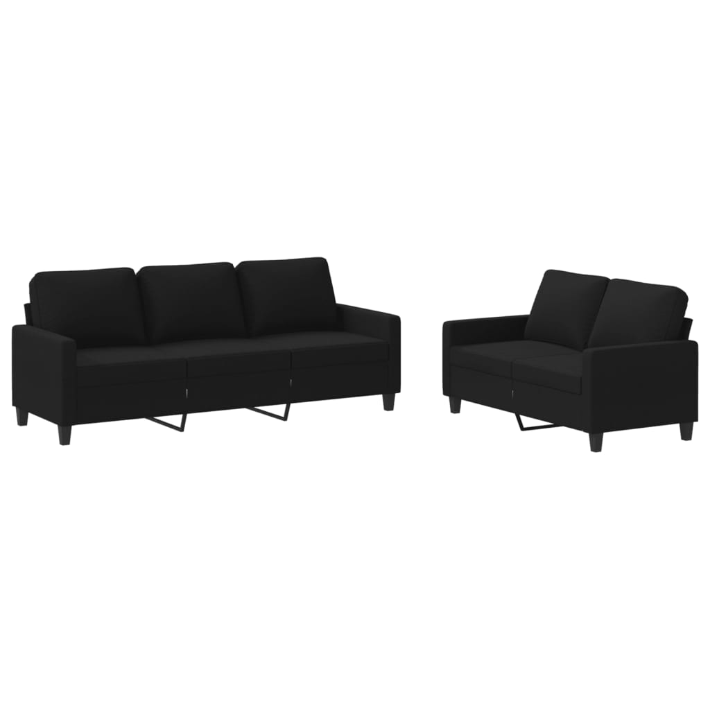 2-delige loungeset met kussens stof zwart is nu te koop bij PeponiXL, paradijselijk wonen!