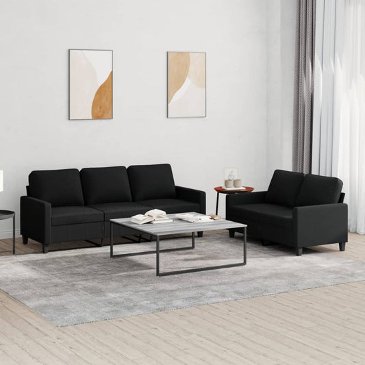 2-delige loungeset met kussens stof zwart is nu te koop bij PeponiXL, paradijselijk wonen!