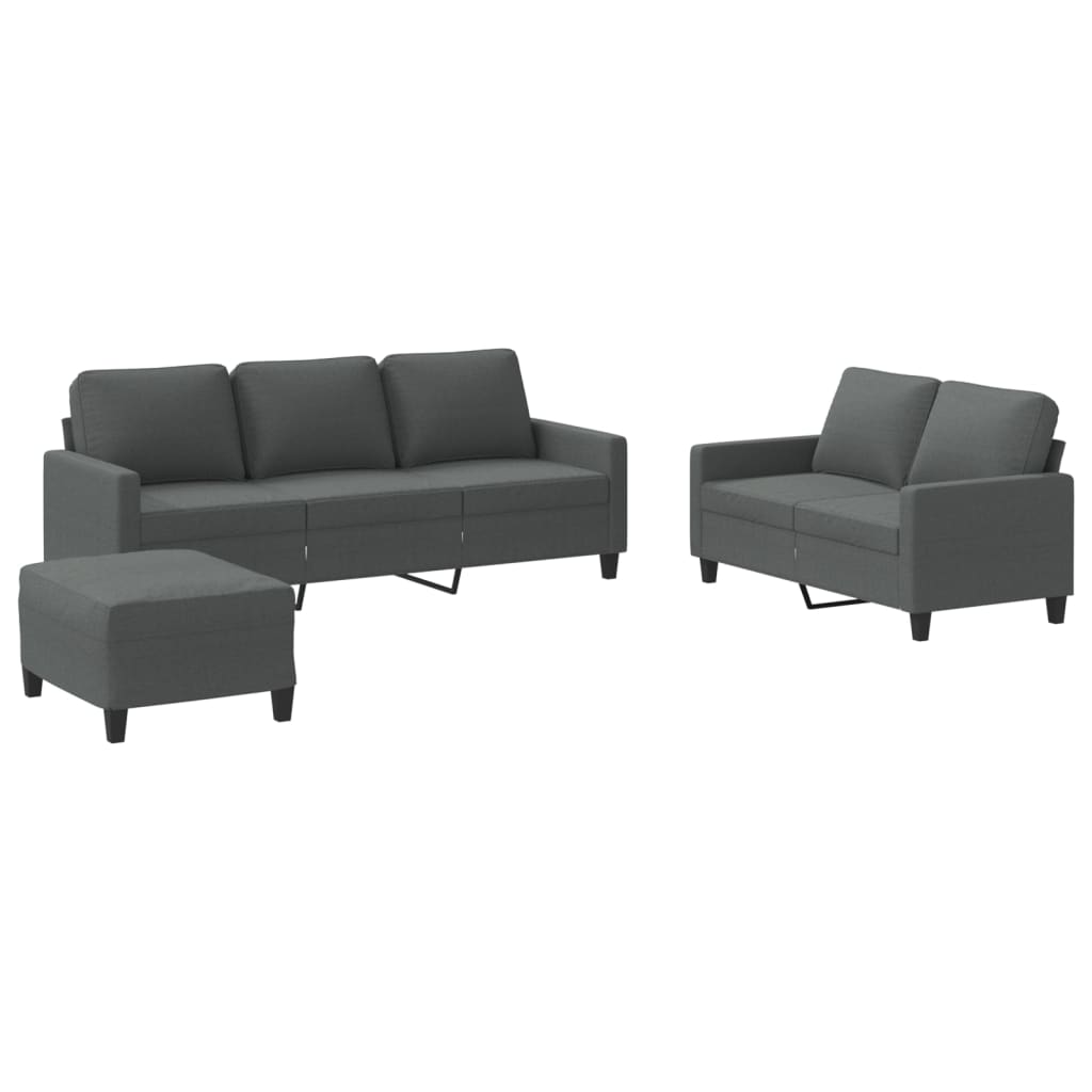 3-delige Loungeset met kussens stof donkergrijs is nu te koop bij PeponiXL, paradijselijk wonen!