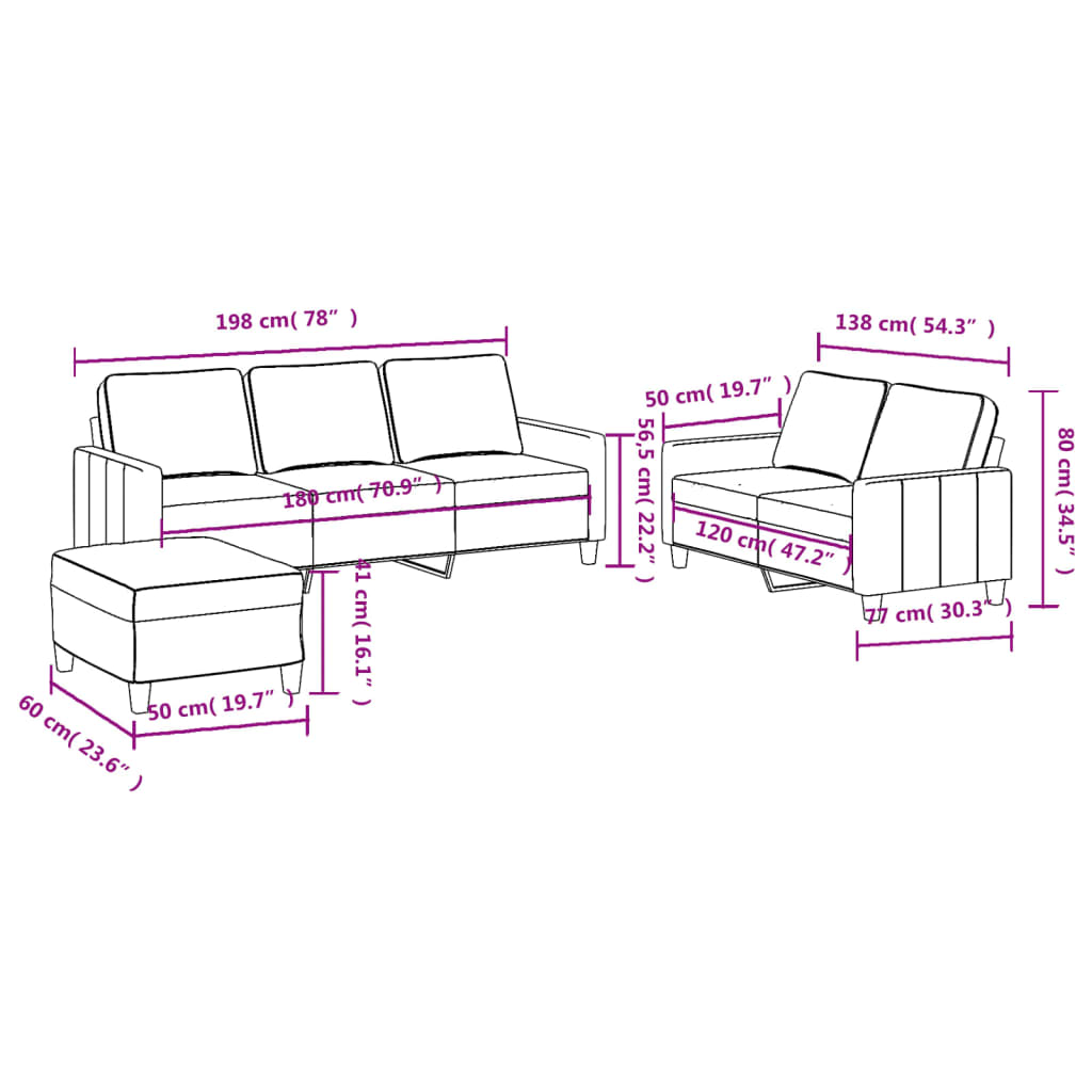 3-delige Loungeset met kussens stof donkergrijs is nu te koop bij PeponiXL, paradijselijk wonen!
