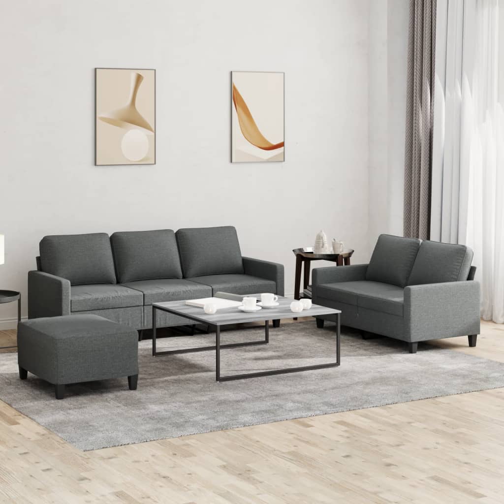 3-delige Loungeset met kussens stof donkergrijs is nu te koop bij PeponiXL, paradijselijk wonen!
