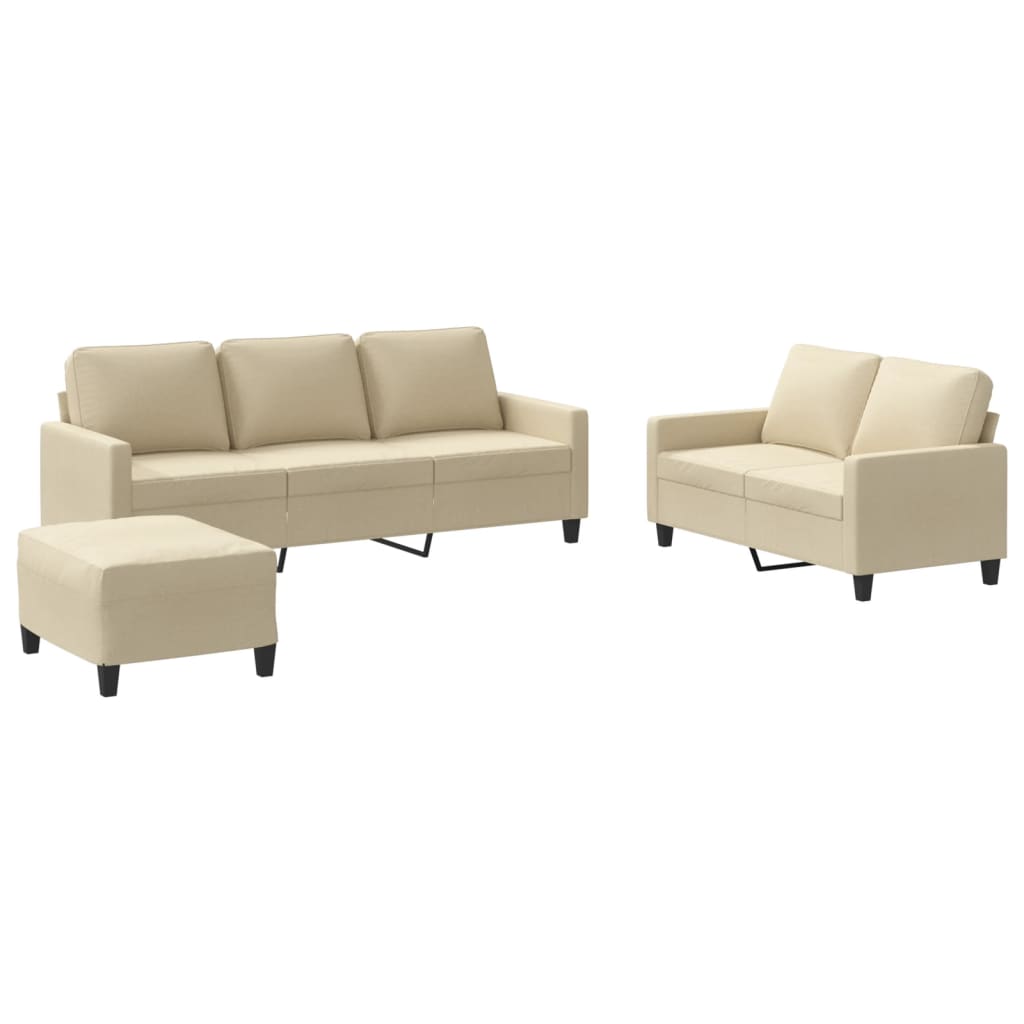 3-delige Loungeset met kussens stof crèmekleurig is nu te koop bij PeponiXL, paradijselijk wonen!