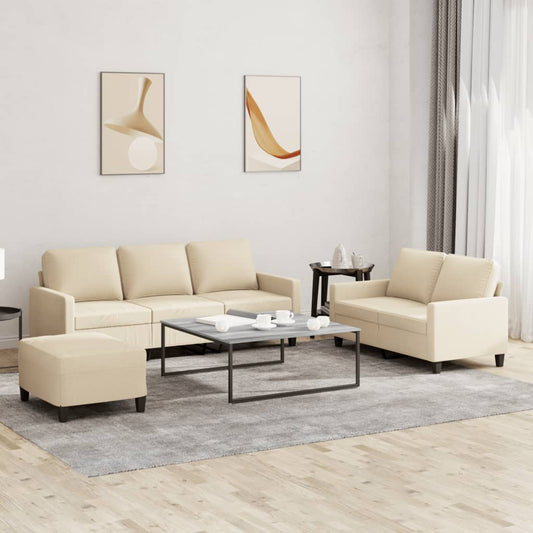 3-delige Loungeset met kussens stof crèmekleurig is nu te koop bij PeponiXL, paradijselijk wonen!