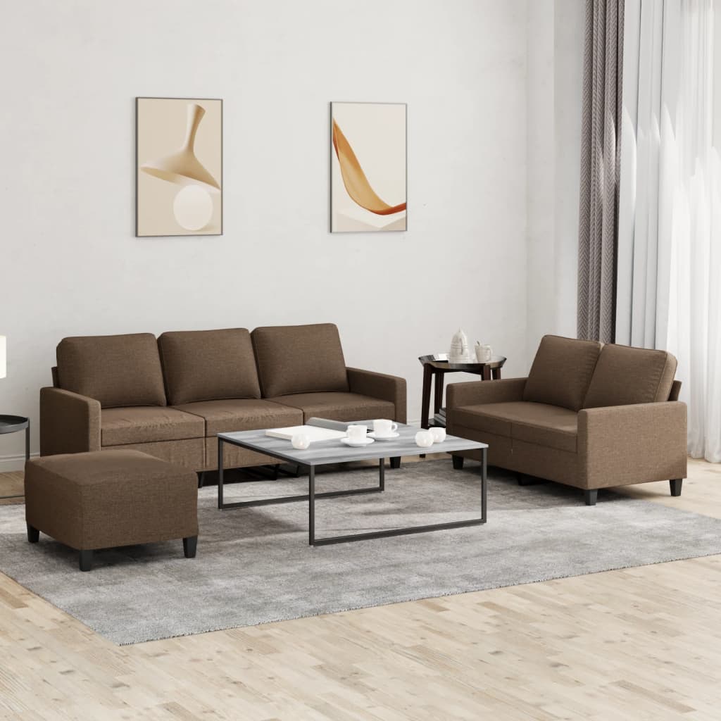4-delige Loungeset met kussens stof bruin is nu te koop bij PeponiXL, paradijselijk wonen!