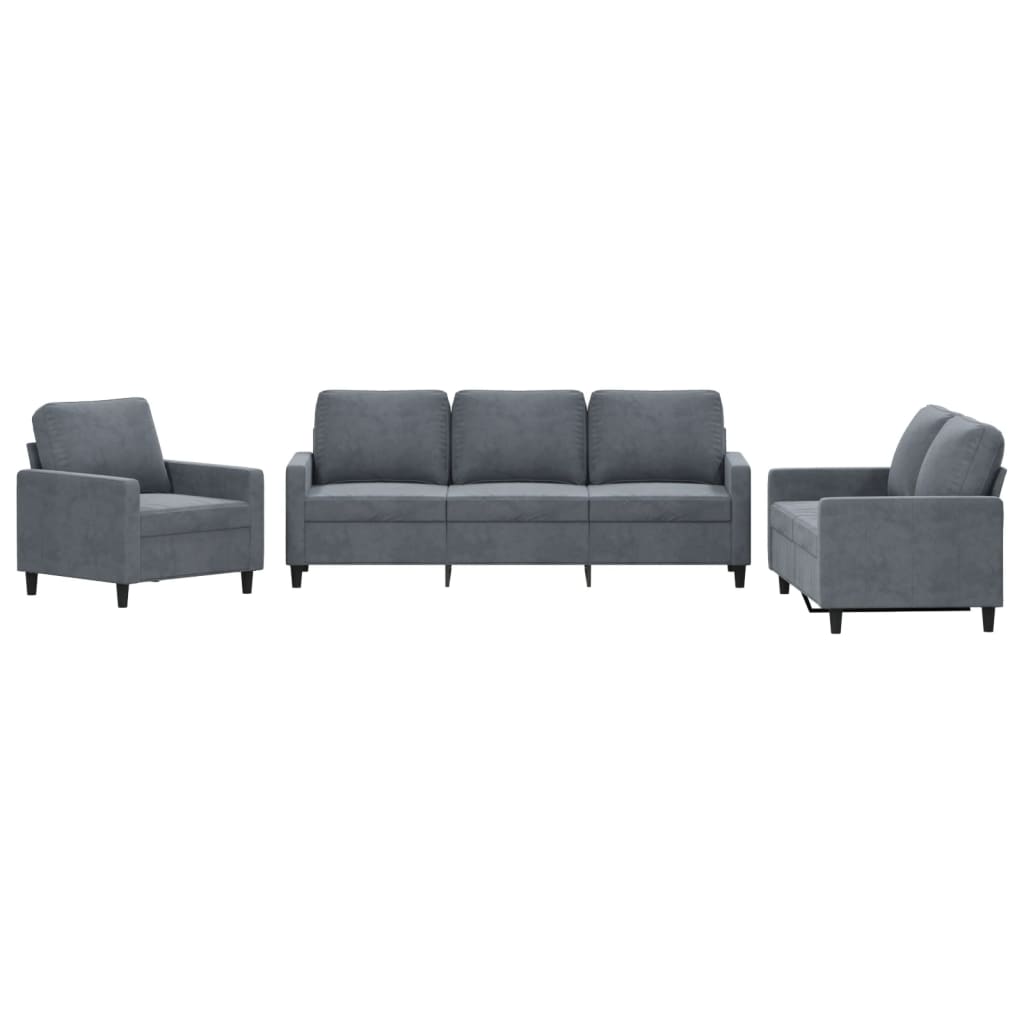 3-delige Loungeset met kussens fluweel donkergrijs is nu te koop bij PeponiXL, paradijselijk wonen!