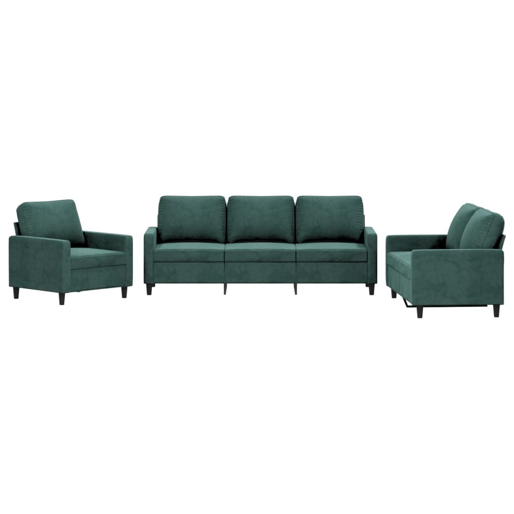 3-delige Loungeset met kussens fluweel donkergroen is nu te koop bij PeponiXL, paradijselijk wonen!