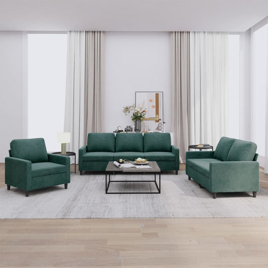 3-delige Loungeset met kussens fluweel donkergroen is nu te koop bij PeponiXL, paradijselijk wonen!