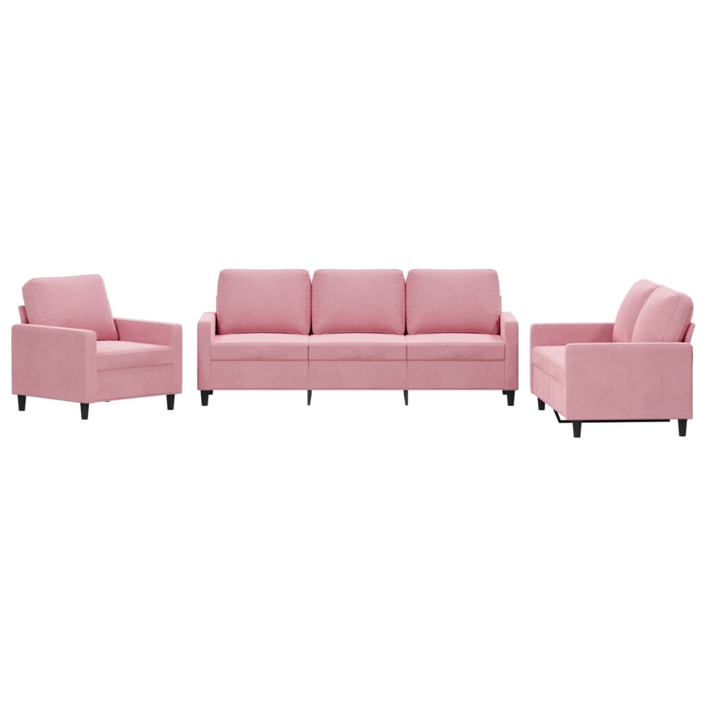 3-delige Loungeset met kussens fluweel roze is nu te koop bij PeponiXL, paradijselijk wonen!